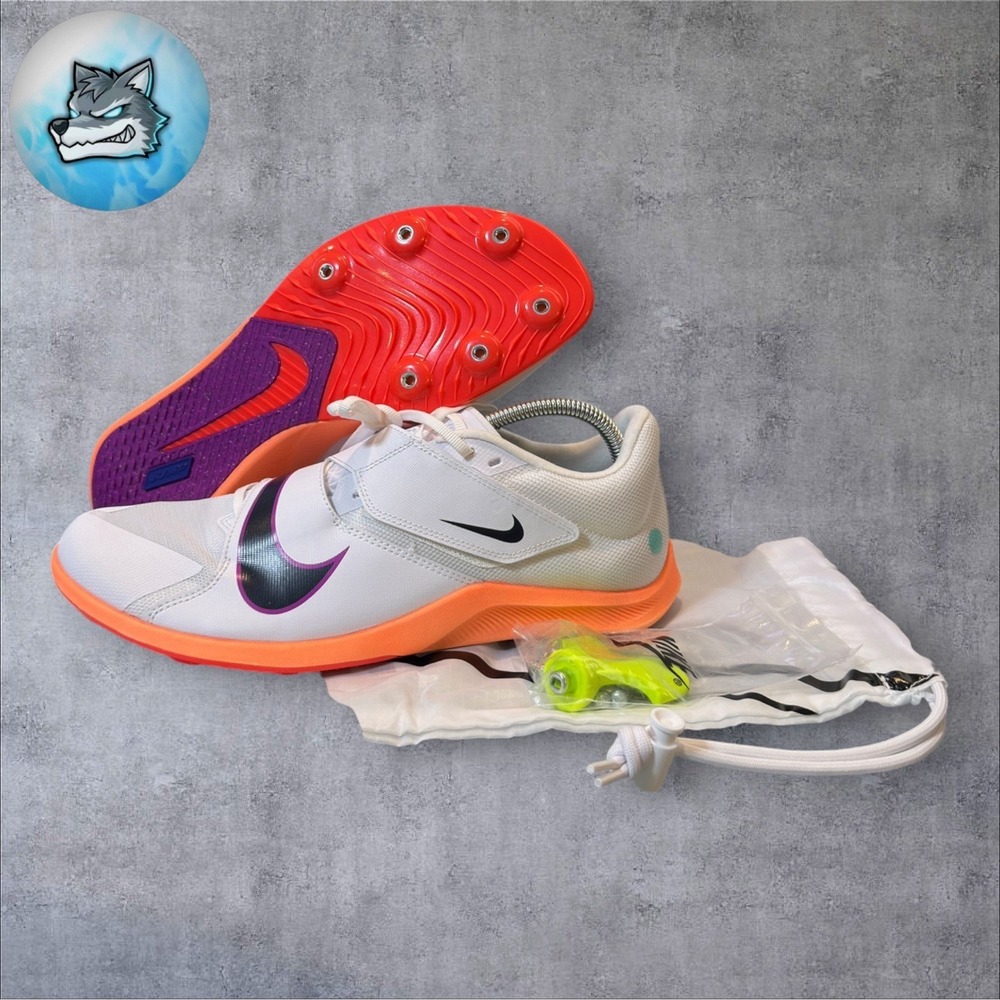 Nike Zoom Rival Jump Spikes White Bright Crimson DR2756-101‎ Men's Size 11.5